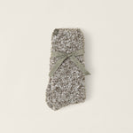 Folded Barefoot Dreams CozyChic heathered crew socks in olive branch and white, ultra-soft fiber, available at Be Charmed.