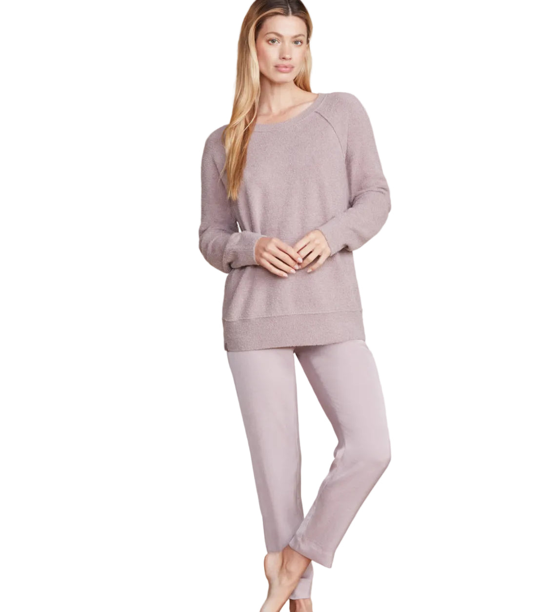 CozyChic Lite Deep Taupe Raglan Pullover by Barefoot Dreams, lightweight knit top with raglan sleeves, available at Be Charmed