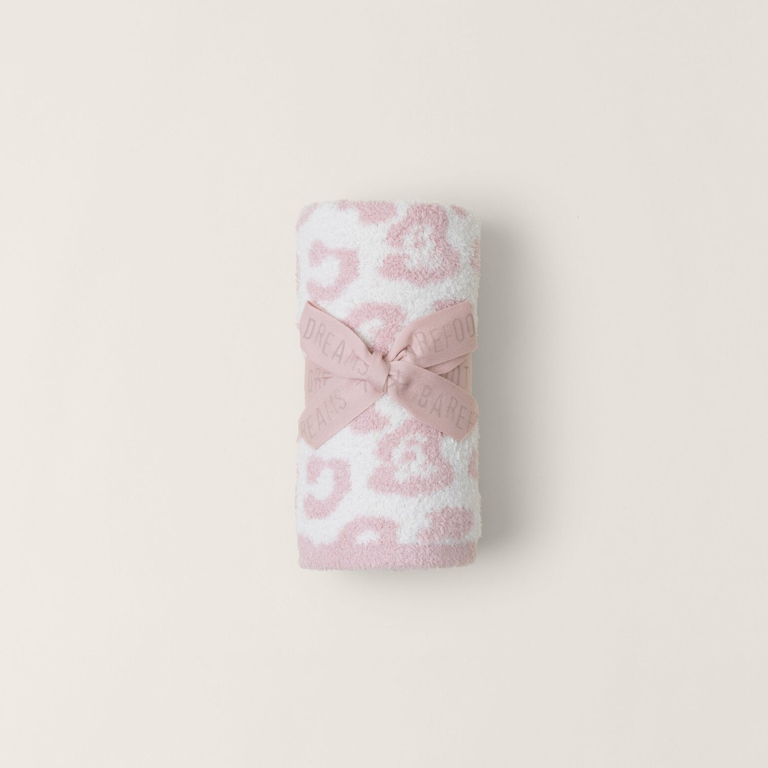 Rolled Dusty Rose/Cream CozyChic BITW Baby Blanket by Barefoot Dreams, soft knit baby blanket, available at Be Charmed