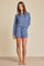 Barefoot Dreams Malibu Collection slub double-knit short in Lakeside blue, elastic waist and side pockets, available at Be Charmed.