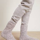 Beach Rock/White Barefoot Dreams Men’s CozyChic Heathered Crew Socks in mottled neutrals, available at Be Charmed.