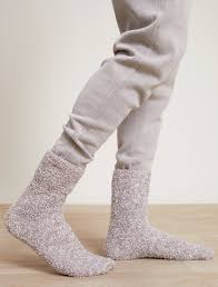 Beach Rock/White Barefoot Dreams Men’s CozyChic Heathered Crew Socks in mottled neutrals, available at Be Charmed.