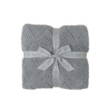 Moonbeam Barefoot Dreams CozyChic Diamond Weave Blanket in neutral tone with textured diamond pattern and ribbed edges, available at Be Charmed.