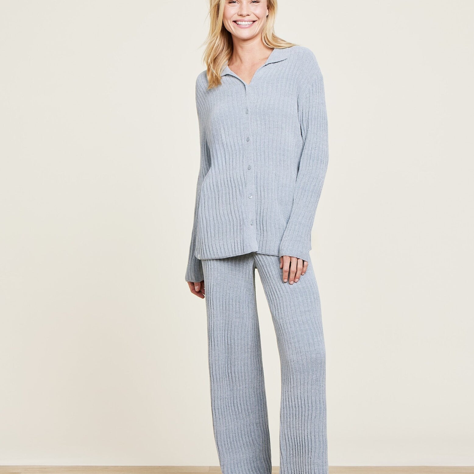 Moonbeam CozyChic Ultra Lite Wave Shirt by Barefoot Dreams, breathable lightweight knit with wave texture, available at Be Charmed.