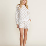 CozyChic Cotton Checkered in Oatmeal/Cream by Barefoot Dreams, soft breathable cotton blanket, available at Be Charmed