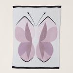 Open View of Barefoot Dreams CozyChic® Abstract Butterfly Stroller Blanket in Petal Multi, featuring a jacquard butterfly design. Available at Be Charmed.