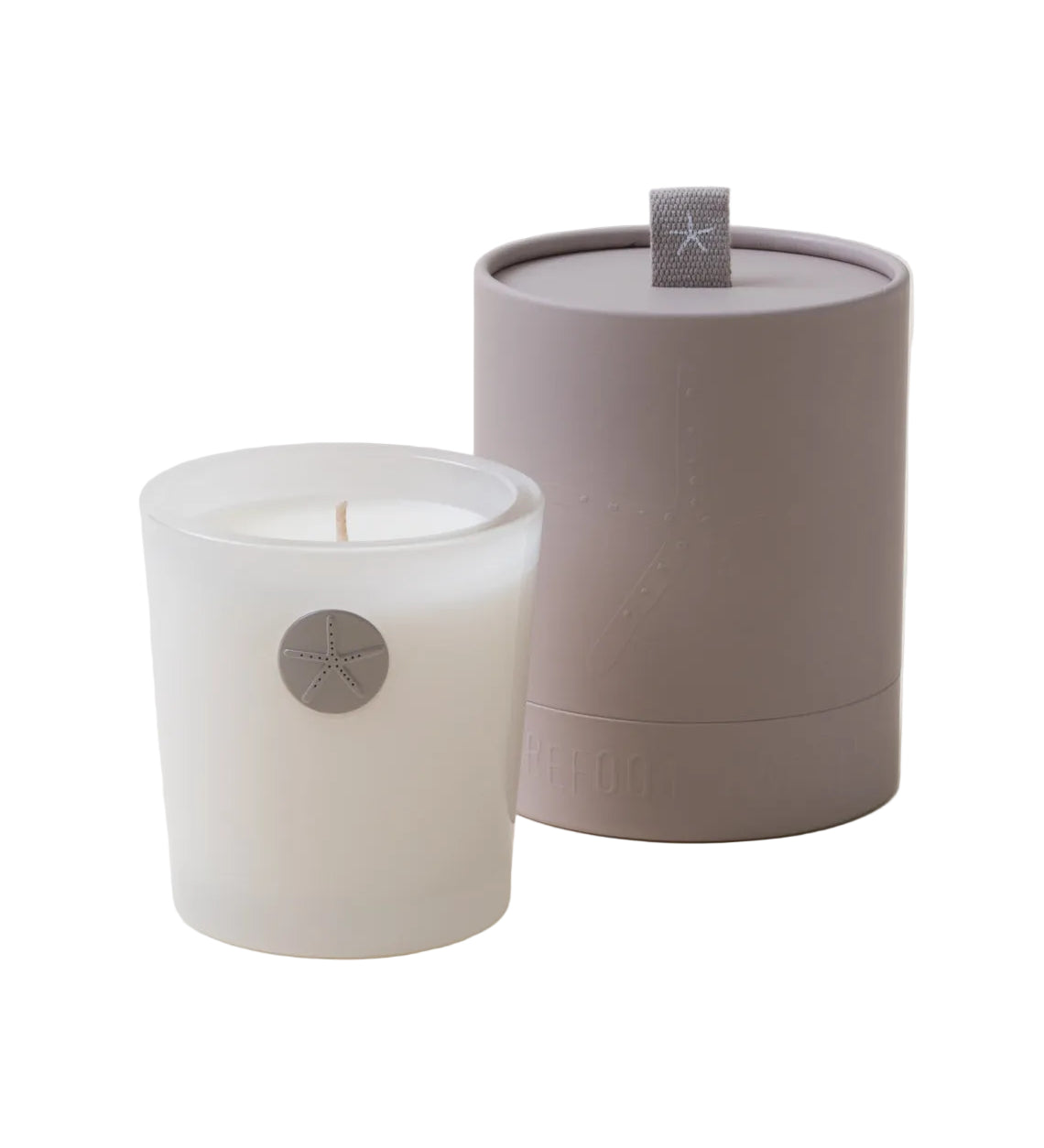 Sandalwood Candle by Barefoot Dreams, warm woody fragrance, available at Be Charmed