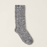 Barefoot Dreams CozyChic heathered crew socks in slate blue and white, ultra‑soft fabric, available at Be Charmed.