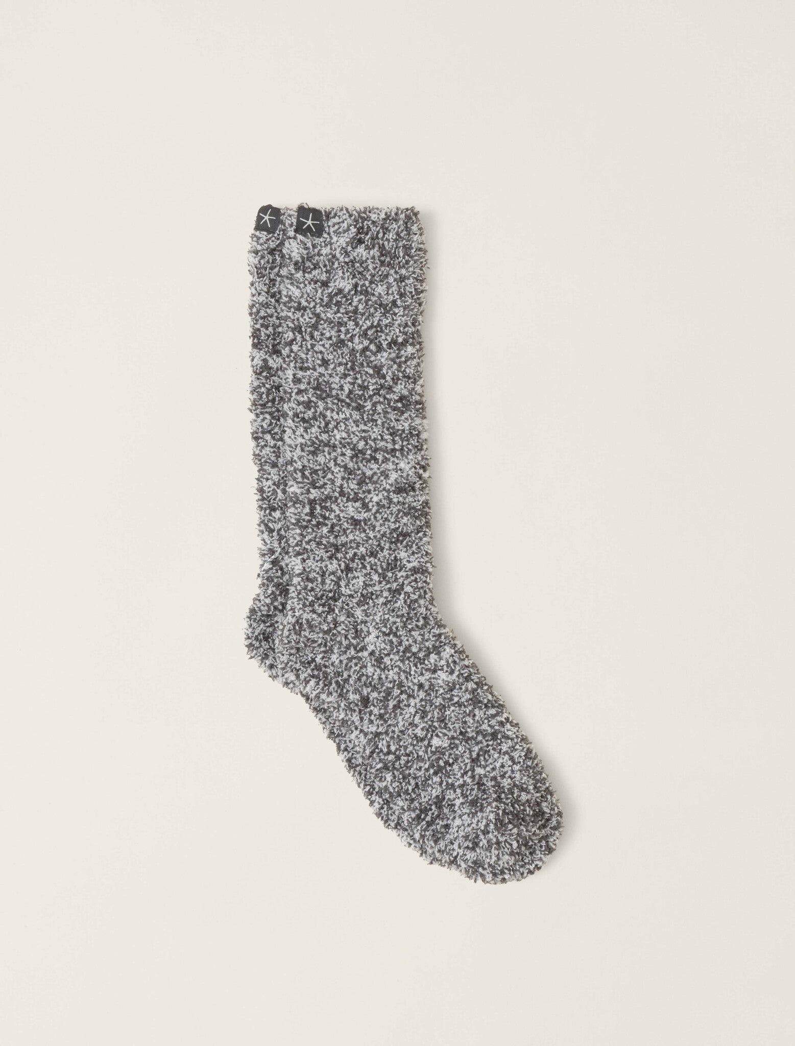 Barefoot Dreams CozyChic heathered crew socks in slate blue and white, ultra‑soft fabric, available at Be Charmed.