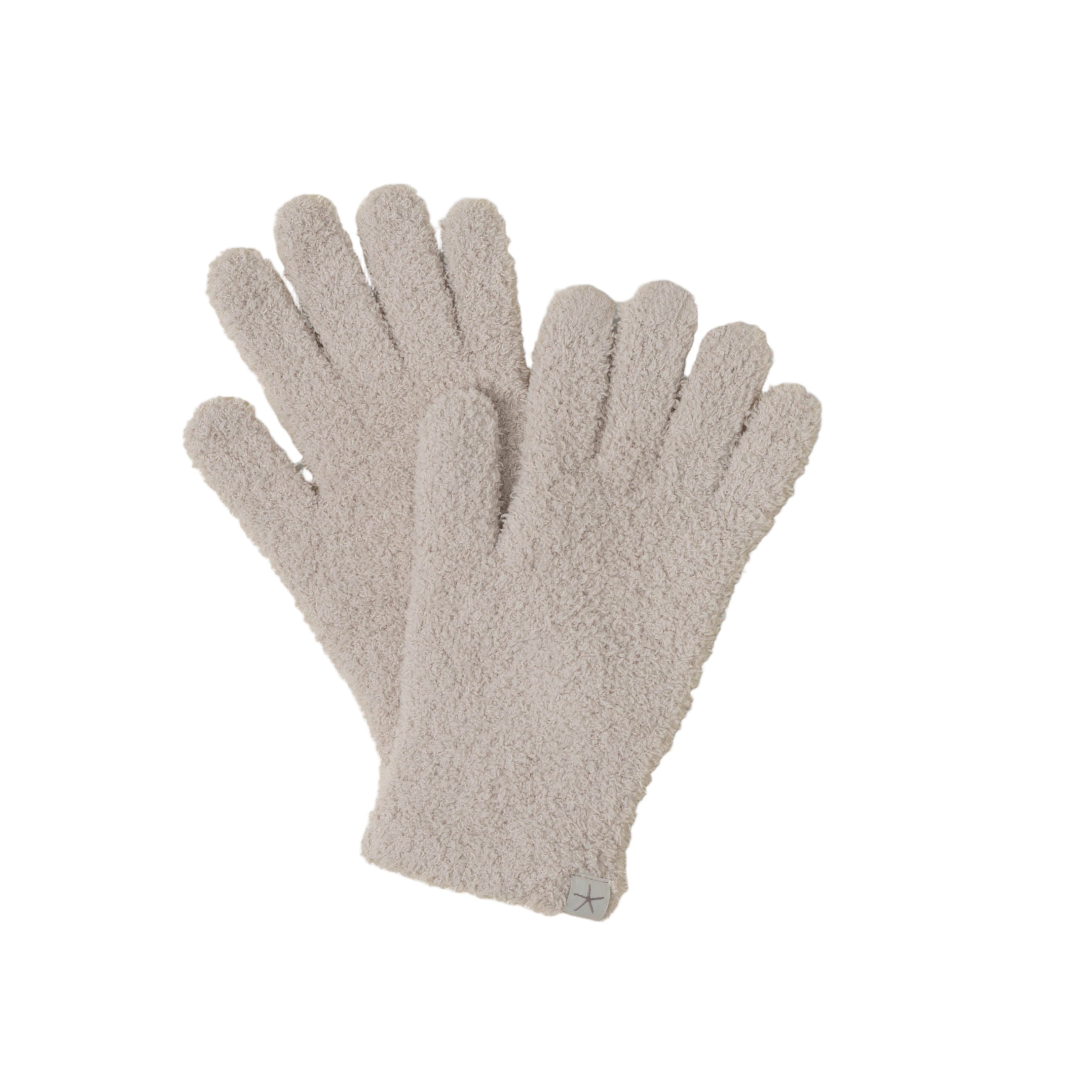 Stone Barefoot Dreams CozyChic gloves in neutral tone, plush full-finger design, available at Be Charmed.