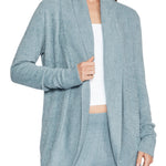 Bue Aura Barefoot Dreams CozyChic Lite Circle Cardigan, open-front with ribbed shawl collar and inset pockets, available at Be Charmed.