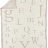 Stone/Cream ABC Baby Blanket – ultra-soft CozyChic baby blanket with alphabet design, perfect for cuddling, nursery use, or gifting, available at Be Charmed