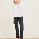 CozyChic Button Pullover in Stone/Cream by Barefoot Dreams, soft button-front knit top, available at Be Charmed