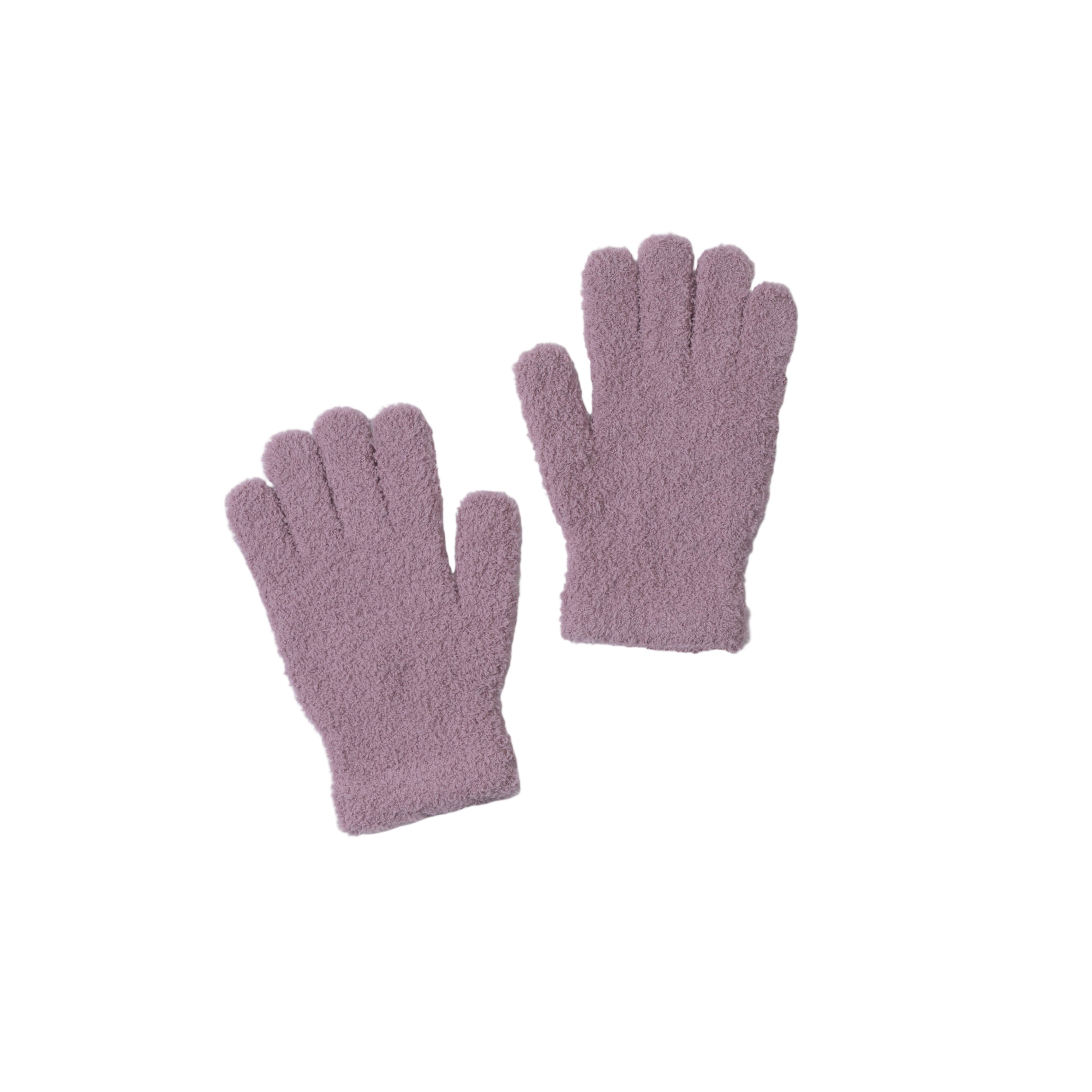 Pair of teaberry Barefoot Dreams gloves on a white background. Available at Be Charmed