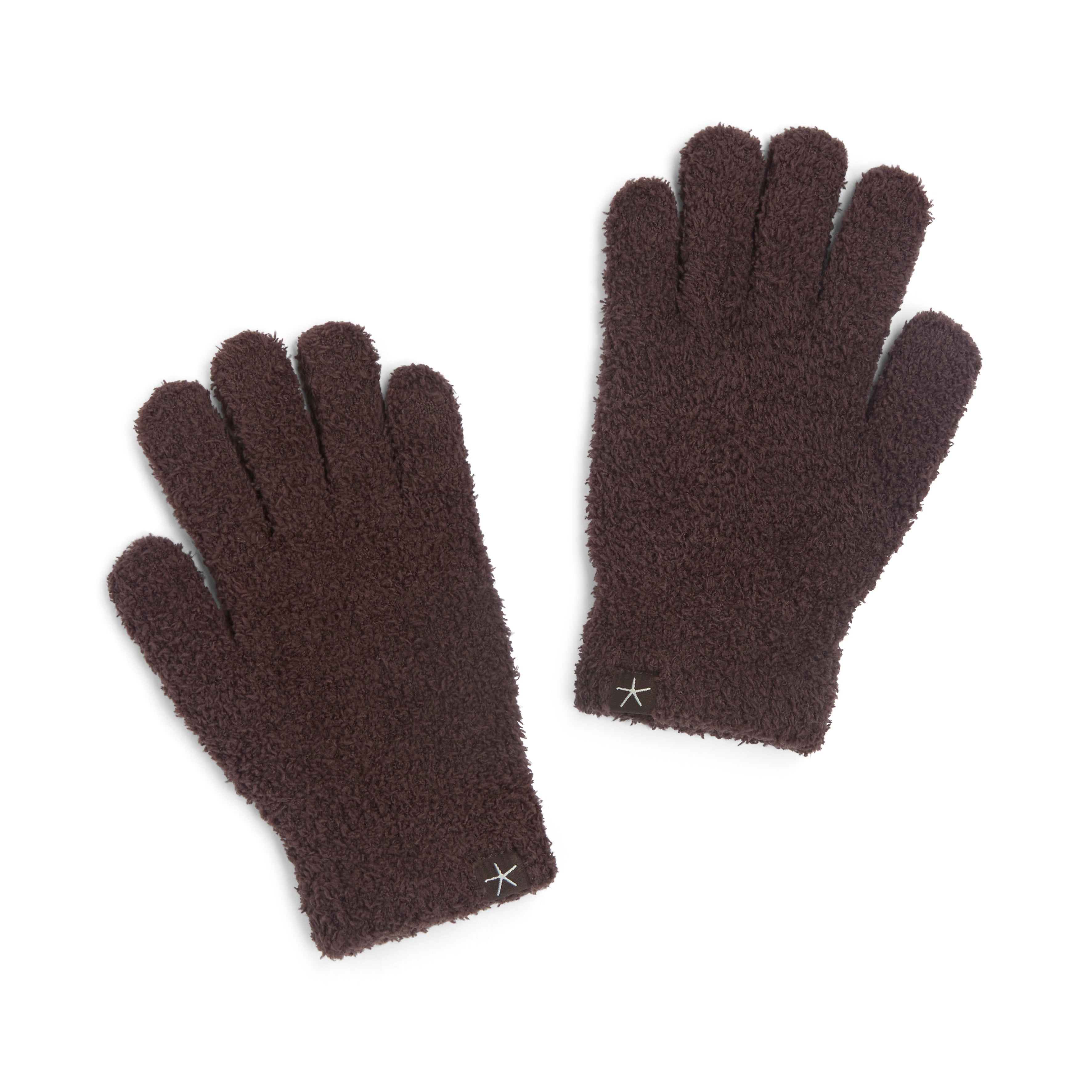 Pair of umber Barefoot Dreams gloves on a white background. Available at Be Charmed