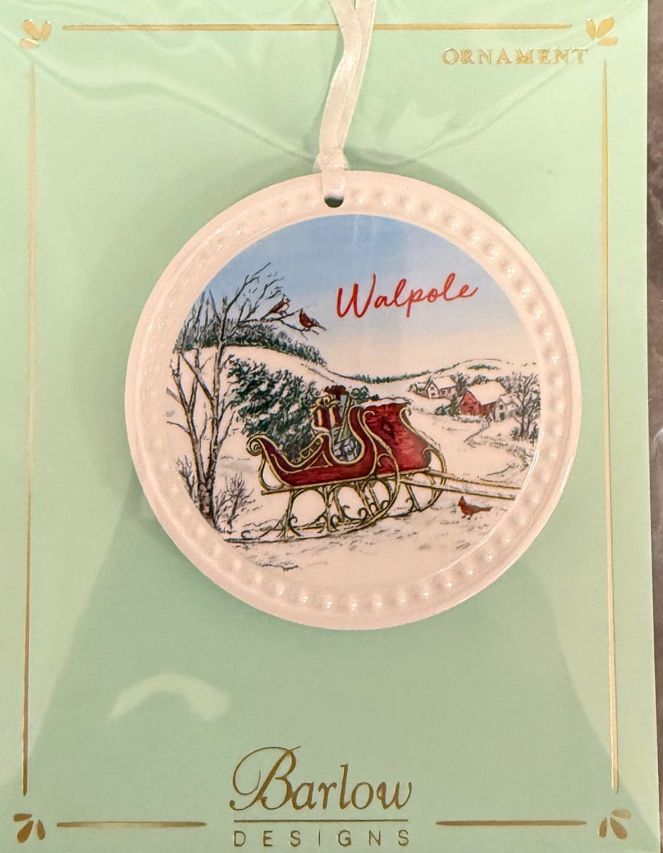 Walpole Barlow Christmas Sleigh Towns Ornament – handcrafted holiday decoration for Christmas trees or gifting, available at Be Charmed.