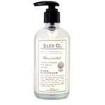 Barr Co 8oz Unscented Hand Sanitizer in a glass pump bottle, featuring an 80% alcohol formula, available at Be Charmed