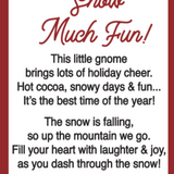 Card for ssorted Ganz Snow Much Fun Gnome charms including a gnome with hot cocoa and a gnome on skis. Available at Be Charmed