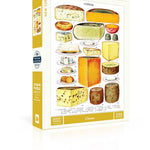 New York Puzzle Co Cheese 500 piece jigsaw puzzle featuring a vintage illustrated European cheese chart available at Be Charmed