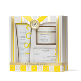 Beekman 1802 skincare product set with tube and jar in a decorative box on a white background. Available at Be Charmed