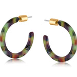 Big Metal London Marie Skinny Resin Hoop Earrings in lilac‑blue mix, 2.5 cm diameter, lightweight recycled resin with surgical steel posts—Available at Be Charmed.