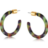 Big Metal London Marie Skinny Resin Hoop Earrings in lilac‑blue mix, 2.5 cm diameter, lightweight recycled resin with surgical steel posts—Available at Be Charmed.