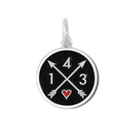 Black Lola 143 I Love You pendant featuring symbolic numeric message expressing love and connection, meaningful jewelry gift, Available at Be Charmed