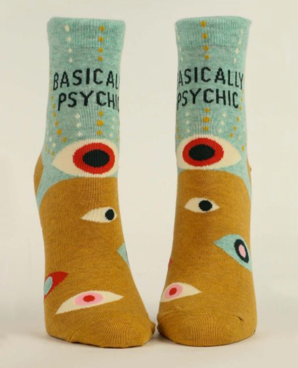  Blue Q Basically Psychic Ankle Socks – Quirky design and cushioned comfort, available at Be Charmed.