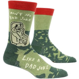 Blue Q Men's Crew Socks, Dad Joke, featuring a humorous graphic design, available at Be Charmed