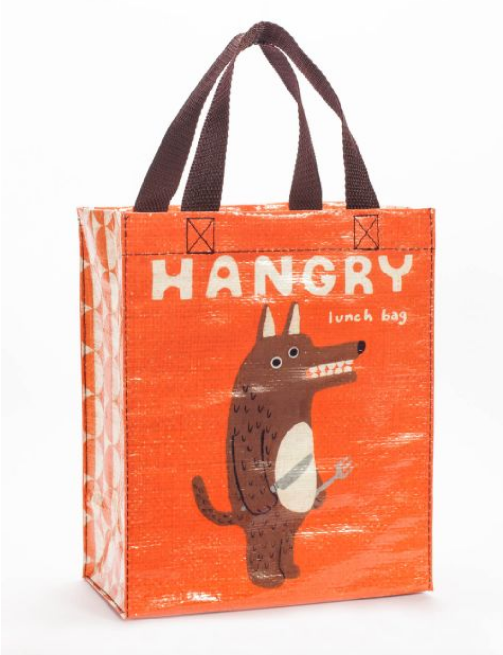 Blue Q Hangry Handy Tote – Eco-friendly and humorous design, perfect for groceries or lunch, available at Be Charmed.