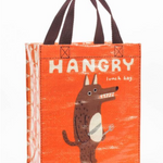 Blue Q Hangry Handy Tote – Eco-friendly and humorous design, perfect for groceries or lunch, available at Be Charmed.