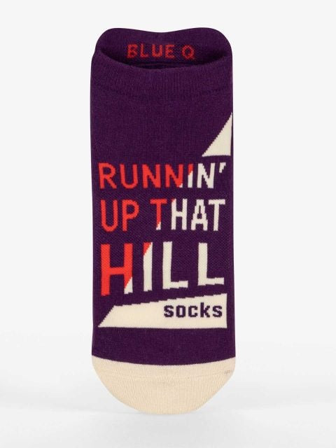 Blue Q Runnin' Up Sneaker Socks – Quirky design and cushioned comfort, available at Be Charmed.