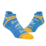 Blue Q Sweatin' Snacks Sneaker Socks – Quirky design and cushioned comfort, available at Be Charmed.