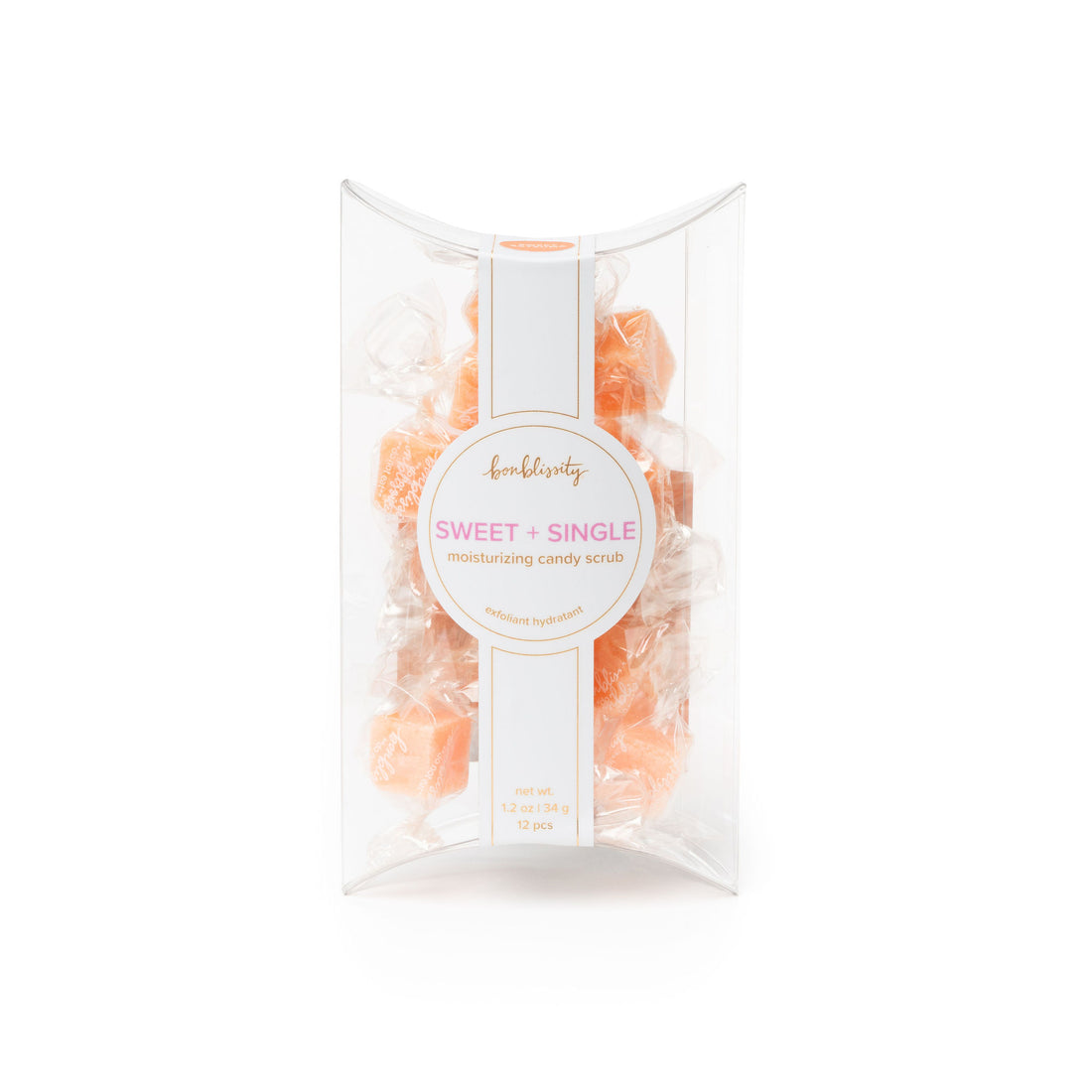 Bonblissity Sweet Satsuma Mini-Me Pack Sugar Cube Candy Scrub set for mess-free exfoliating skincare, available at Be Charmed.