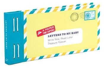 Letters to My Baby book by Chronicle Books – keepsake letter-writing book with 12 prompted letters for parents to write to their baby, ideal baby shower gift or memory keepsake, available at Be Charmed.