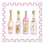 Boston International Champagne Cocktail Napkins featuring illustrated bubbly champagne bottles and glasses on 3‑ply paper, available at Be Charmed.