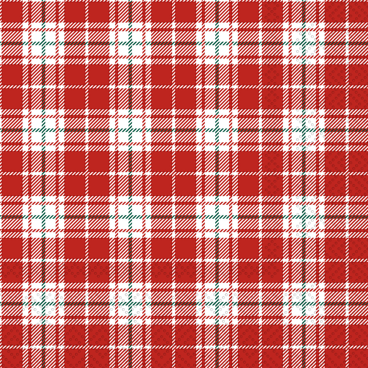 Red and white plaid pattern paper cocktail napkin. Available at Be Charmed. 