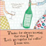 Coffee & Wine cocktail napkins – Curly Girl design, 3‑ply napkins available at Be Charmed.