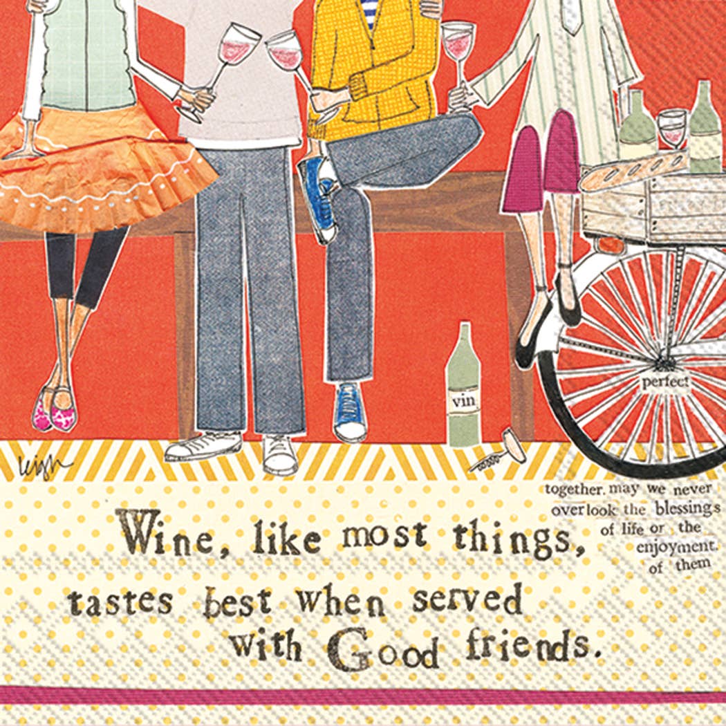 Curly Girl Wine With Friends cocktail napkins – fun 3-ply party napkins, available at Be Charmed.