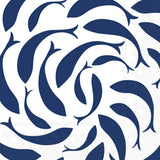 Fish Swirl Boston International 3‑ply cocktail napkins with coastal fish swirl design—available at Be Charmed.