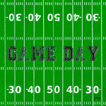 Boston International Game Day Field cocktail napkins featuring a football field design and “Game Day” text on 3‑ply paper, available at Be Charmed.