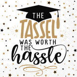 Grad Cap cocktail napkins – 3‑ply napkins with graduation cap design, available at Be Charmed.