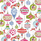 Boston International Merry Vintage Ornaments cocktail napkins featuring retro-style multicolor holiday ornament pattern on 3‑ply paper, available at Be Charmed.