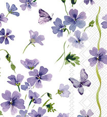 Purple Spring guest towels– floral purple blossoms 3‑ply napkins, available at Be Charmed.
