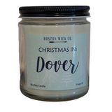 Boston Wick Company Christmas in Dover soy candle in glass jar, festive holiday scent, available at Be Charmed.