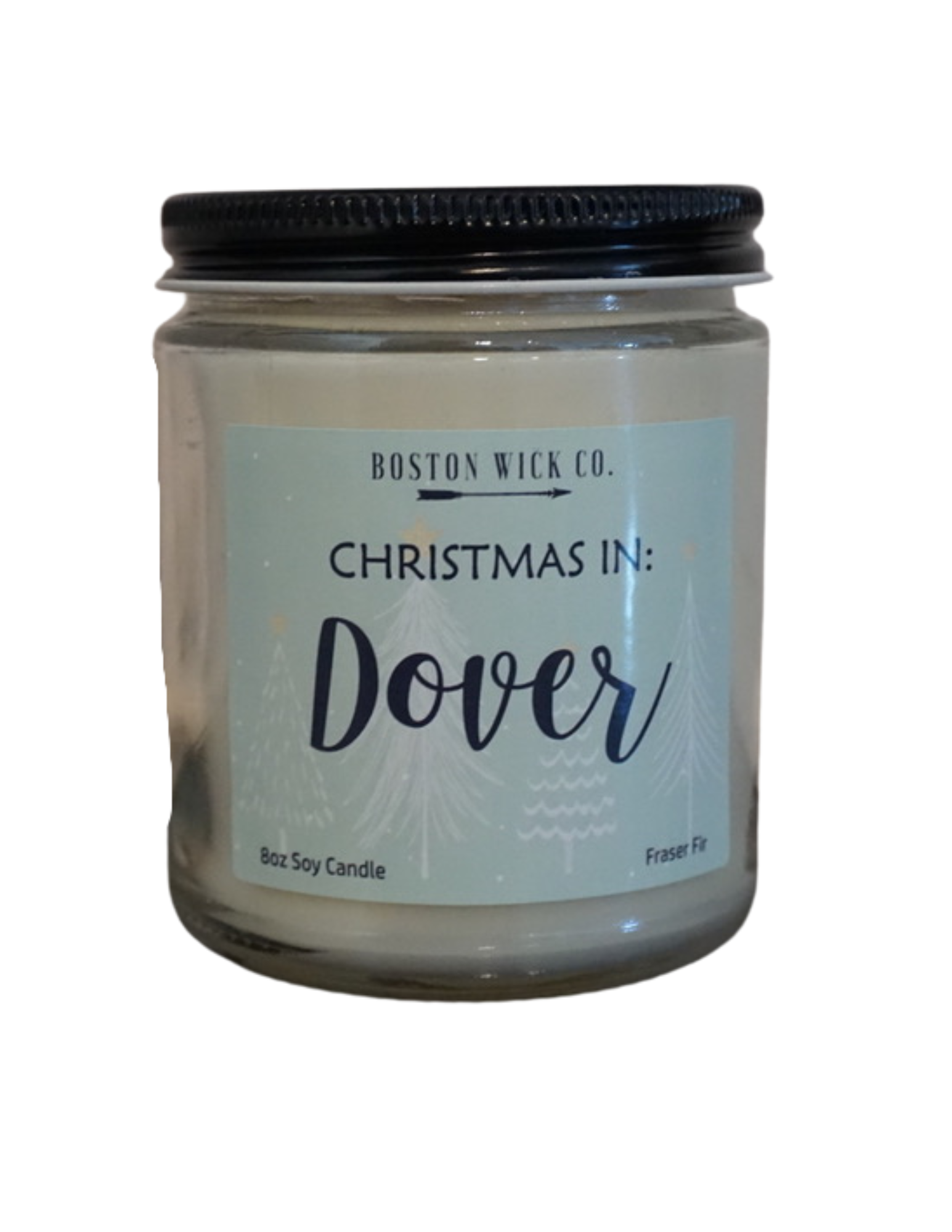 Boston Wick Company Christmas in Dover soy candle in glass jar, festive holiday scent, available at Be Charmed.