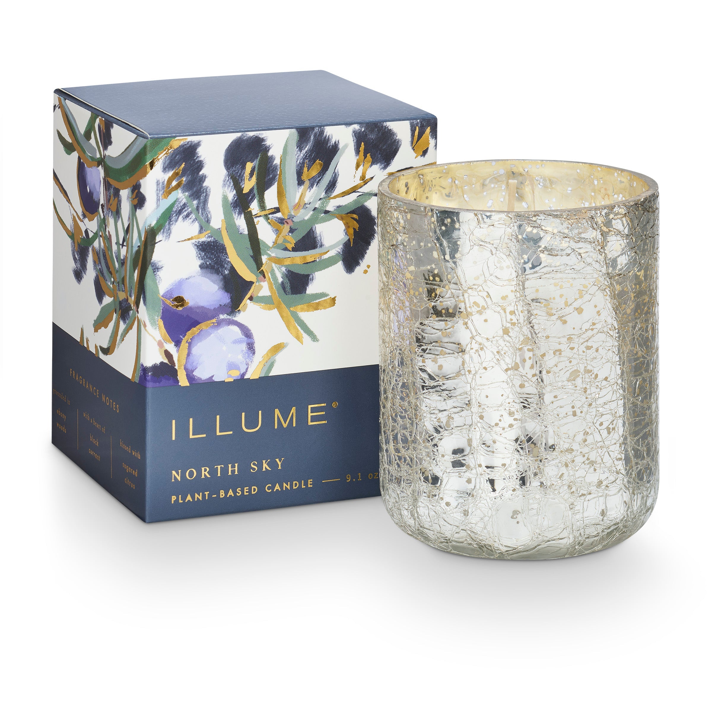 Illume candle with decorative box on a white background.  Available at Be Charmed
