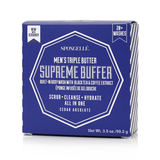 Spongellé Men's Triple Butter Supreme Buffer packaging on a white background. Available at Be Charmed