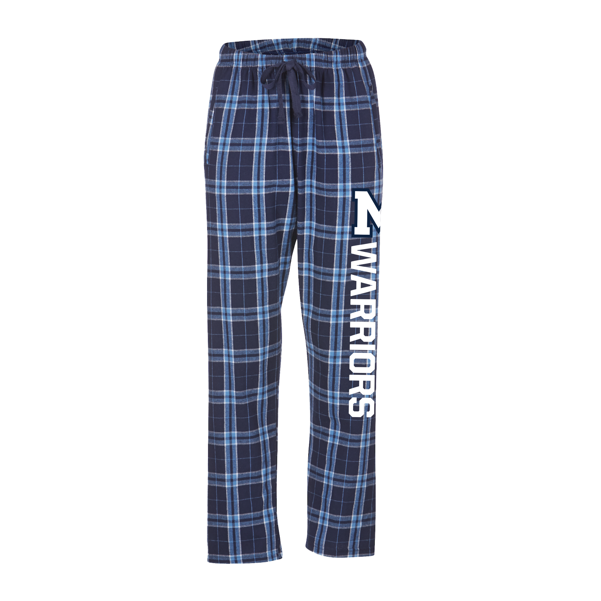 Boxercraft Women's Medfield Warrior flannel pants in soft plaid cotton with drawstring waist and Medfield logo, available at Be Charmed.