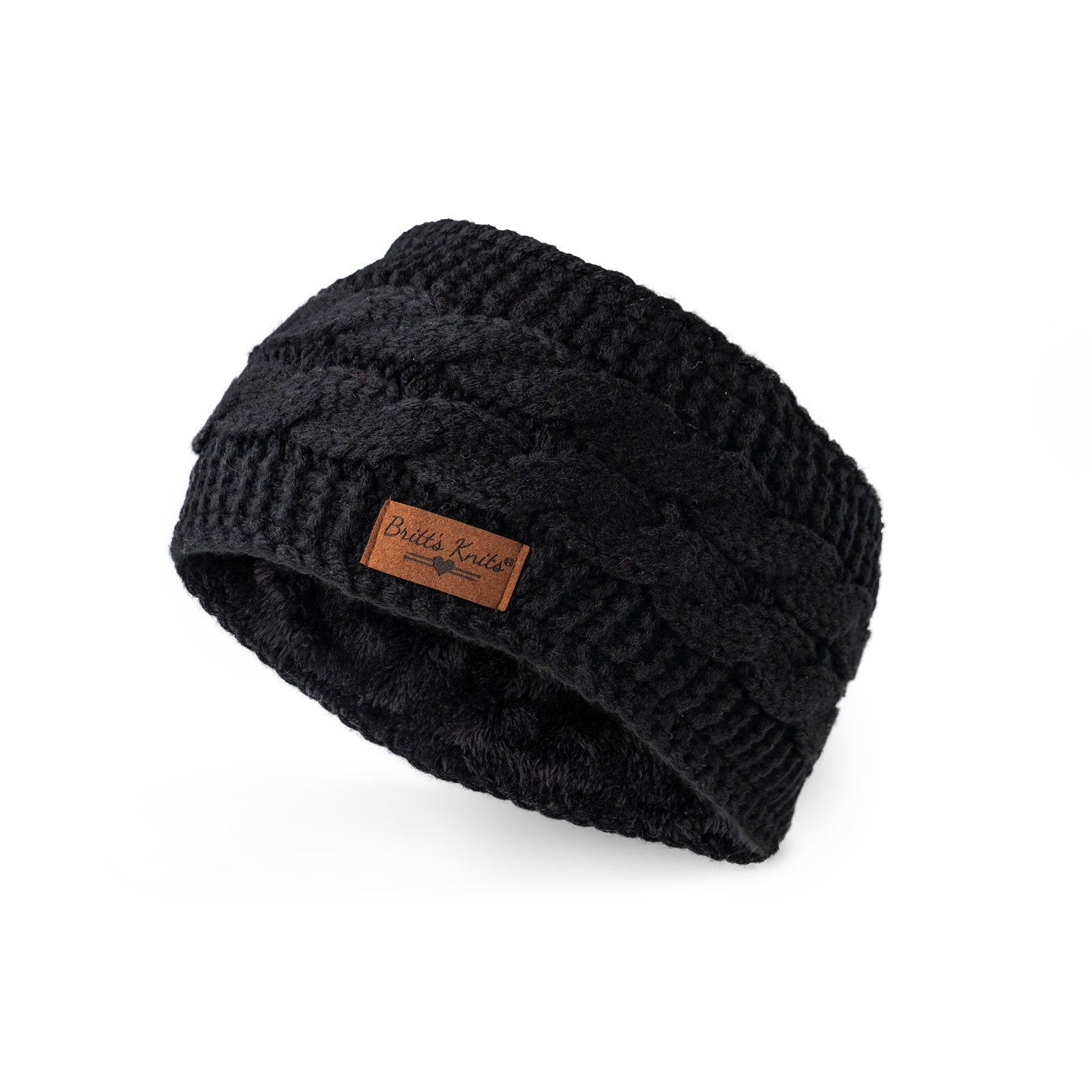 Black Headwarmer – soft knit winter headband designed to keep ears warm with a stylish, snug fit and minimal bulk, available at Be Charmed